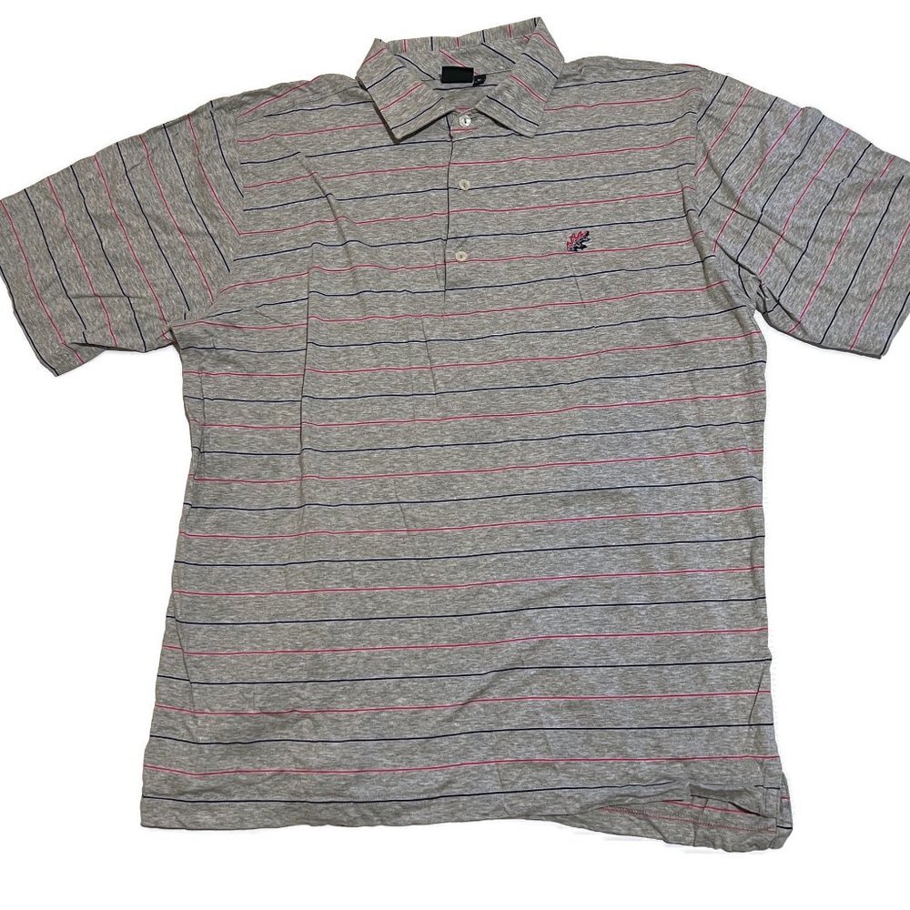 Fairway & Greene Polo Shirt Mens XL Golf Gray Striped Short Sleeve Cotton Casual